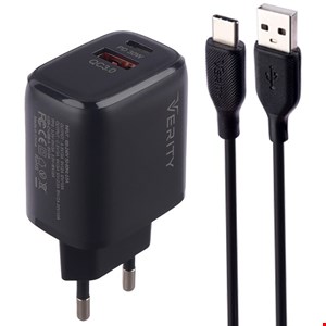 شارژر Fast -Verity 2126 USB دوپورت با کابل Type-c 